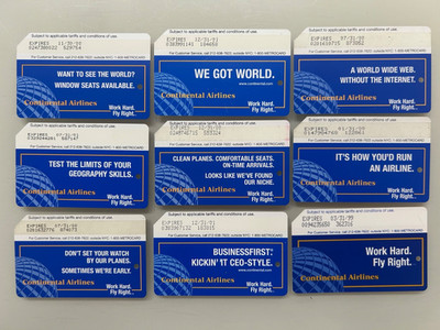 Vintage 1990s NYC Subway Metrocards Set of 9 Continential Airlines