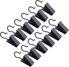 JANYUN 30 Pack Small Heavy-Duty Hook Clip Set Metal Curtain Hangers Black 