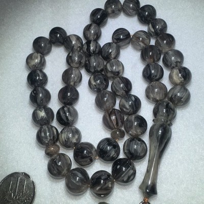 New Bakelite,Sandalus, Misky , Prayer beads Misbaha , 45 Beads Silver  Tassel