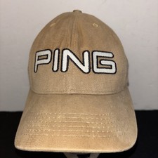 Ping Golf Performance Made in USA Embroidered Beige Baseball Hat Cap Adjustable