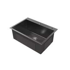 27 In. Undermount Single Bowl Black Stainless Steel Kitchen Sink (Sink Only)