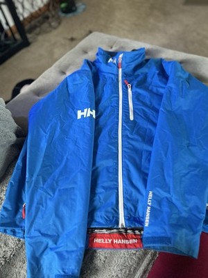 Helly Hansen Men s Blue Windbreaker Jacket Full Zip Stand-Up Collar Pockets XXL