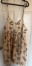 SHEIN Curve Plus Size 2XL Tan Sleeveless Dress With Black Heart Detail
