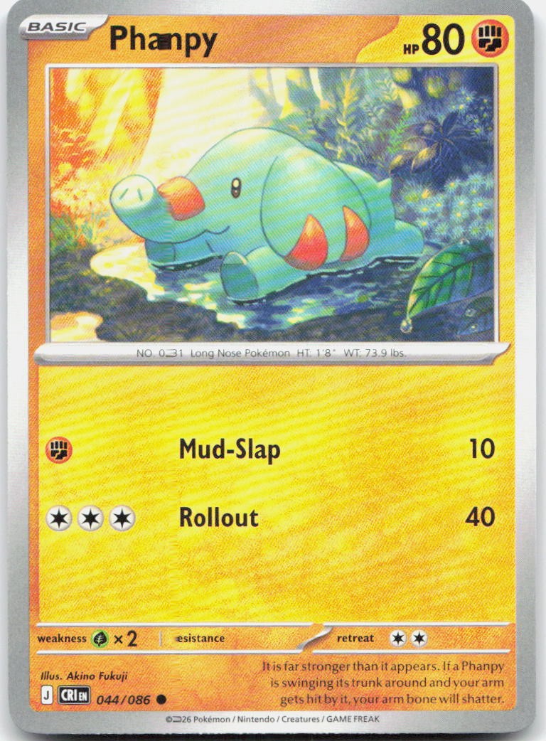 Phanpy 044/086 44 ME04 Chaos Rising C NM English Pokémon