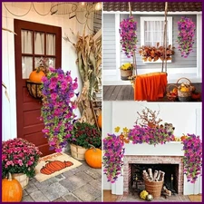 1PC Outdoor Courtyard Artificial Flowers, Eucalyptus Morning Glories, Silk