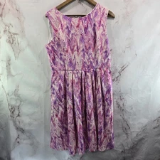 Myrtlewood Of California Womens Large Pink Purple Sheath Pleated Mod Cloth