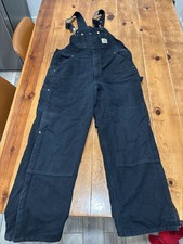 Carhartt Men's Black Duck Canvas Insulated Bib Overalls 38x30 Workwear