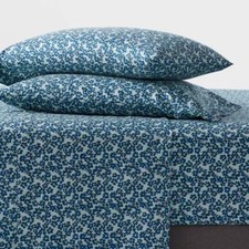 Twin/Twin XL Microfiber Sheet Set Blue Micro Floral: Polyester, Peached, 3pc