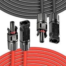 2 x 60Ft 10AWG Solar Panel Extension Cable, 3/6/10/20/30/40/50/60/70/100Ft 6m...