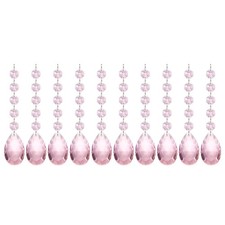 10 x Teardrop Crystal Chandelier 145mm Length Prisms Part Pink