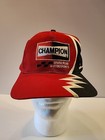 Vintage Champion Spark Plug Strapback Trucker Hat Cap Red Black White Taiwan