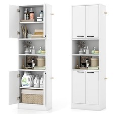75" Tall Bathroom Storage Cabinet, Bathroom Floor Cabinet with 4 Doors