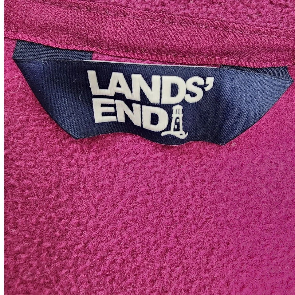 Lands' End Fleece Full Zip Front Jacket Size M/P Pink Fuchsia Pockets Soft Warm - Image 4 of 4