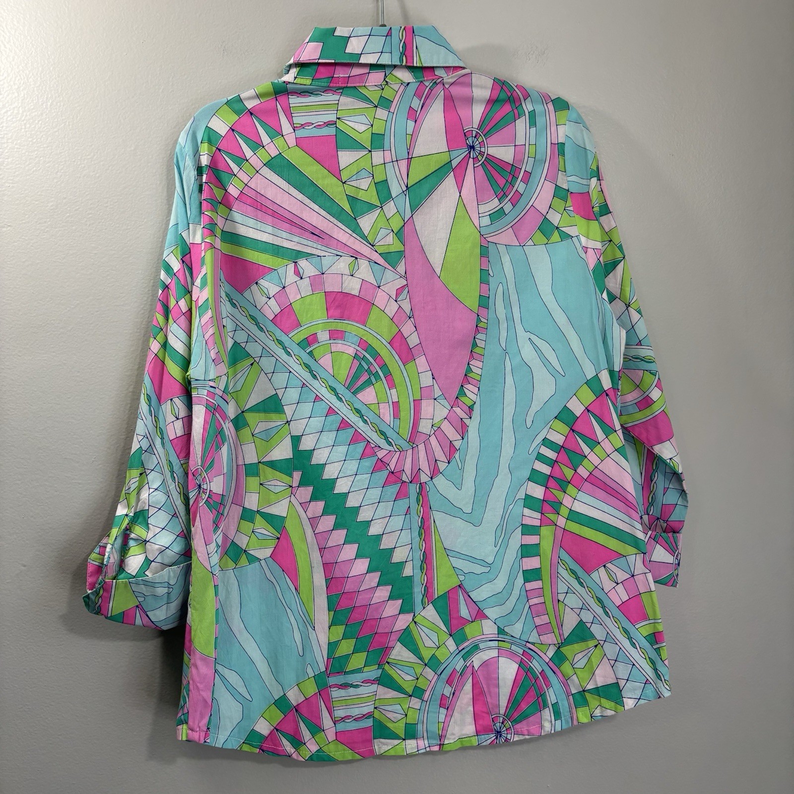 Barbara Erickson Multi Colored Geometric Print Tu… - image 2