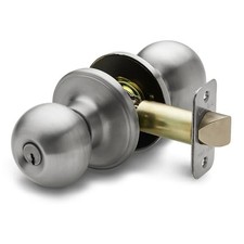 Entry Door Knob – Handle with Lock and Key, 1 Pack Satin Stainless Keyed Entry