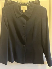 Field Manor 2-Piece Size 8 Jacket Skirt Suit Navy Blue Lined Long Sleeve 2 shirt