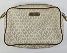 Michael Kors Jet Set Item East West Shoulder Crossbody Bag MK Vanilla/Brown