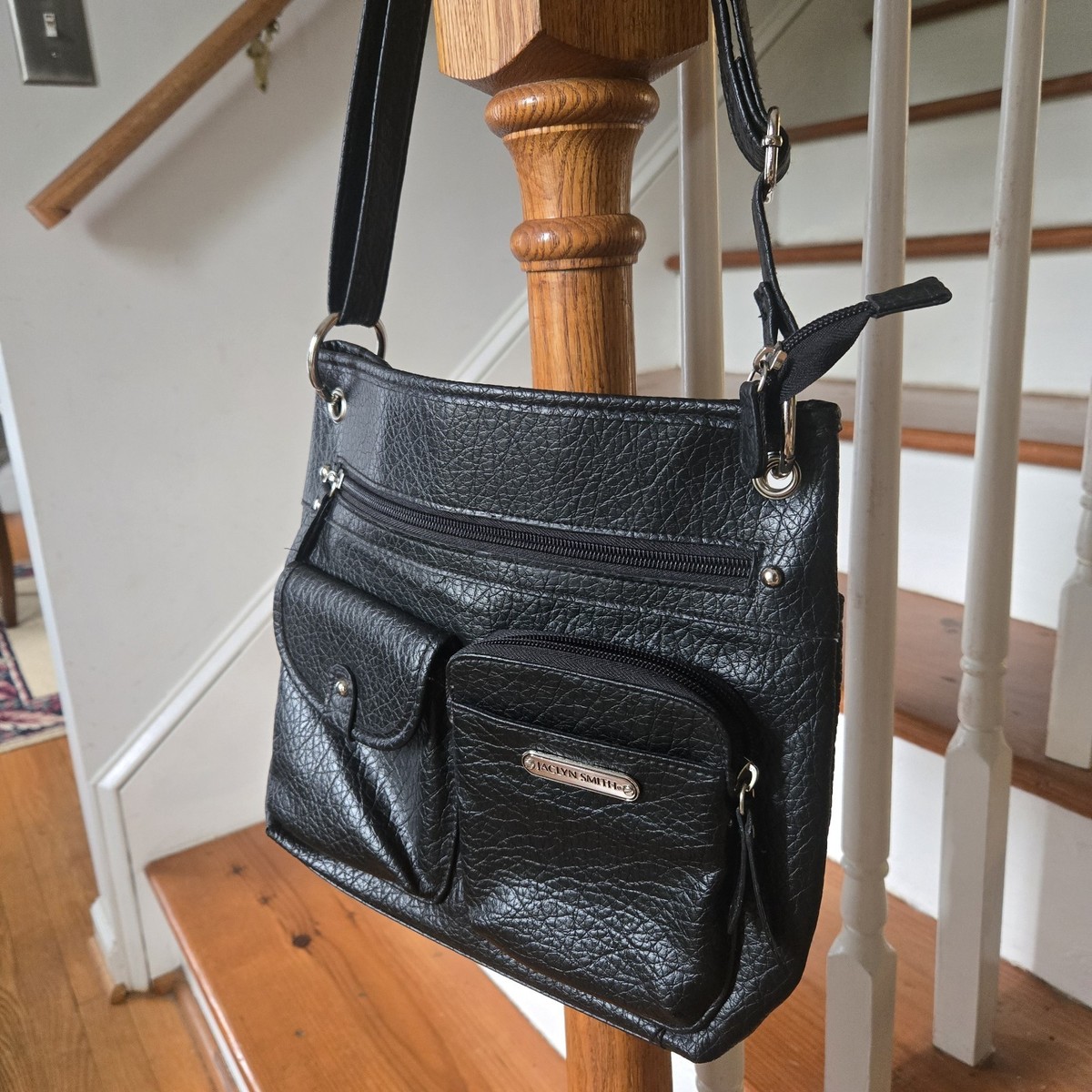 GINZI leather bag ショルダーバッグ 廃盤 値引き中 Vtg Jaclyn Smith Black Genuine Leather Shoulder Bag Handbag Purse