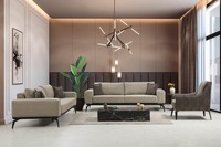 Beige Stoffsofas Komplette Garnitur Dreisitzer Polstersofas Lehnsessel