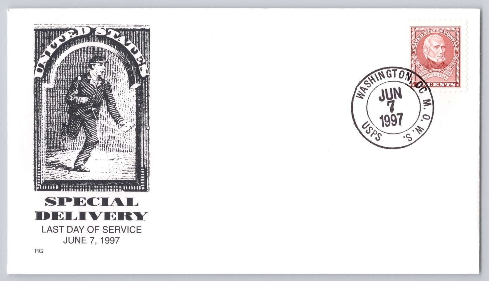 Washington, DC, Special Delivery Last Day of Service Cachet Cover, Modern 1997