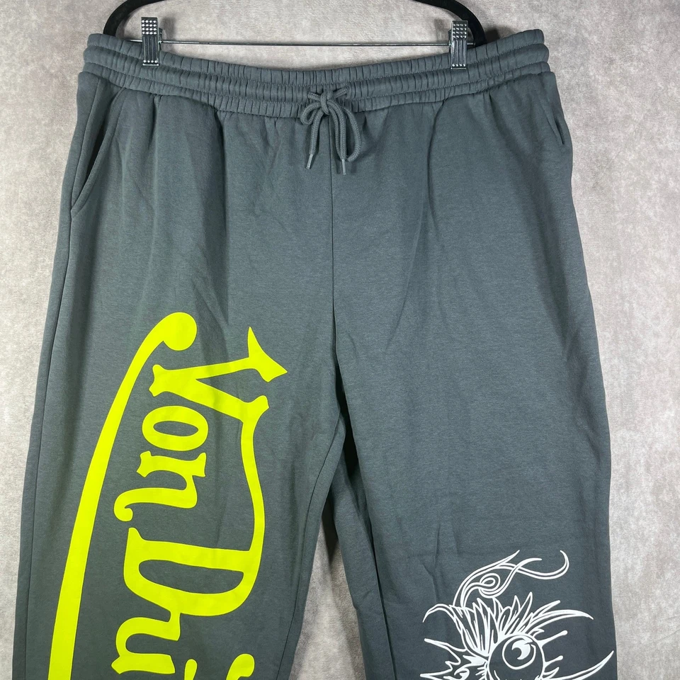 Von Dutch Sweatpants Mens Size Big 2X Gray Athleisure Drawstring Outdoor Y2K - Image 2 of 4