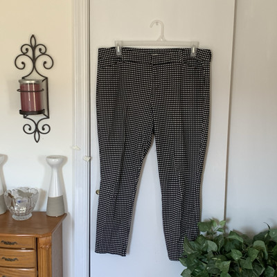 Old Navy Pixie Pants Black & White Houndstooth Zip Front Pockets Women s Size 16