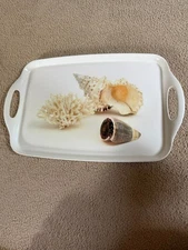 Seashell and Coral White Serving Tray | Nautical Summer Party Platter