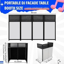 Portable DJ Booth Panels 48"x26" White Black Foldable Facade with Carry Bag