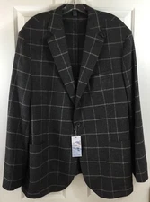 CREMIEUX Sport Coat Mens XXL Mount Lussari Gray Windowpane 3-Button $325