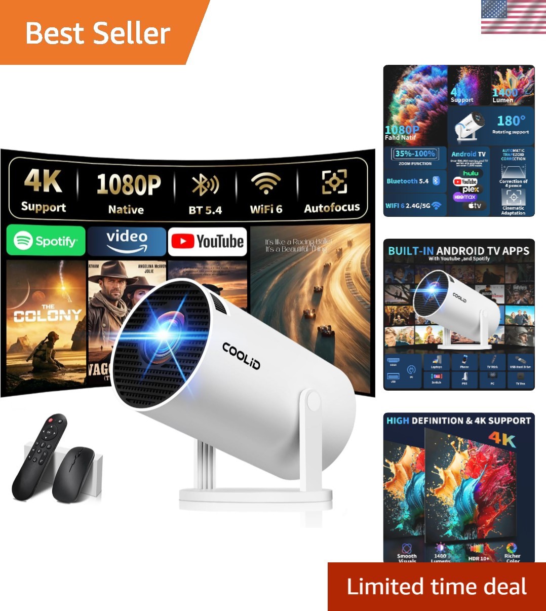 Built-in Apps & 2026 Upgraded] Mini Projector Support 4K 1080P Auto Keystone ...