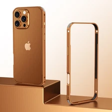 For iPhone 17 Pro Max 16 15 14 13 Shockproof Metal Bumper Slim Hard Case