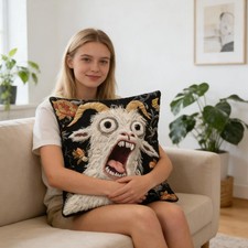Screaming Goat Throw Pillow Cover 45x45cm Soft Decorative Cushion Case Home Gift