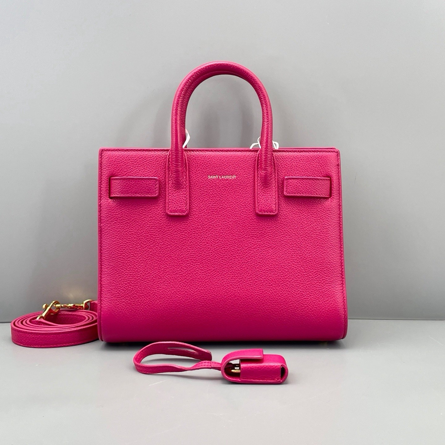 Authentic Pre-owned Saint Laurent Sac de Jour Nano Fuchsia Grained Leather Bag
