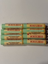  8 Piece Burt's Bees Cucumber Mint Moisturizing Lip Balm Natural Sealed New