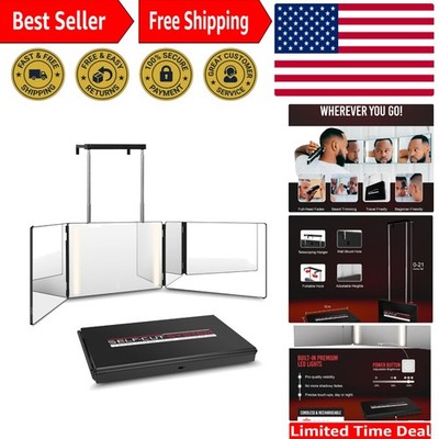 LED 3 Way Trifold Mirror for Self Haircuts   360° View for Effortless Styling
