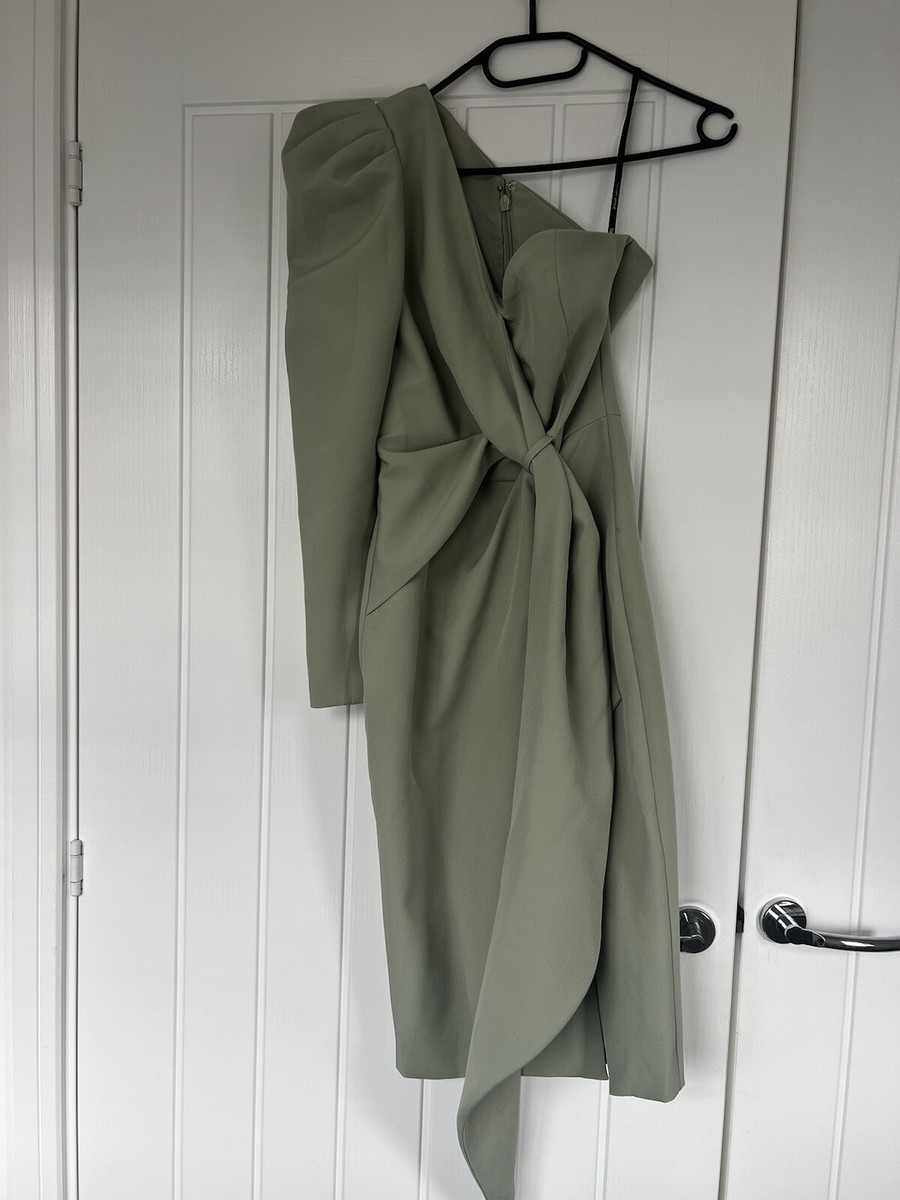 slim fit dress slacks Rent Lavish Alice Forest Green Diamante Velvet Tie Back Midi Dress main image 0