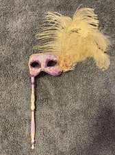 Original Venezia Signed 2013 Hand Painted Mask Italy masquerade Mardi Gras feath