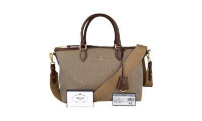 PRADA Logo Jaquard Canvas Shoulder Bag / Handbag - Model 1BA104
