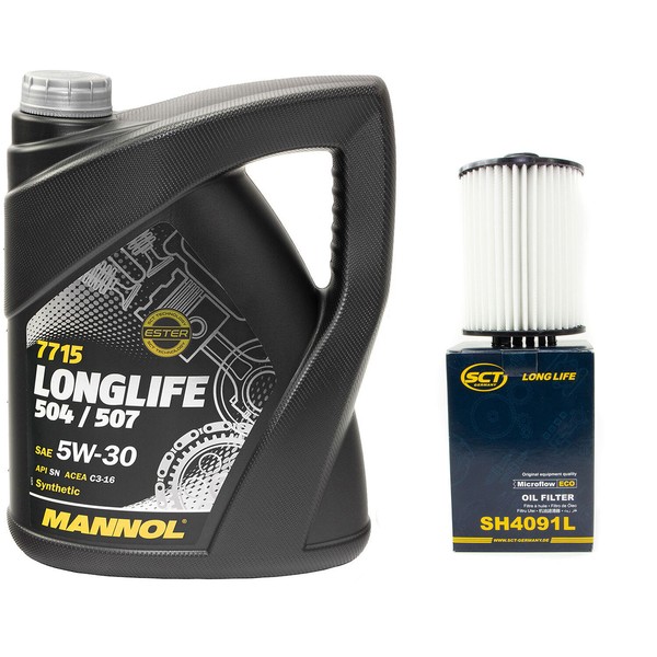 MotoröL Set 5W30 5 Liter + ÖLfilter SH 4091 L FüR Skoda Superb VW Passat-image