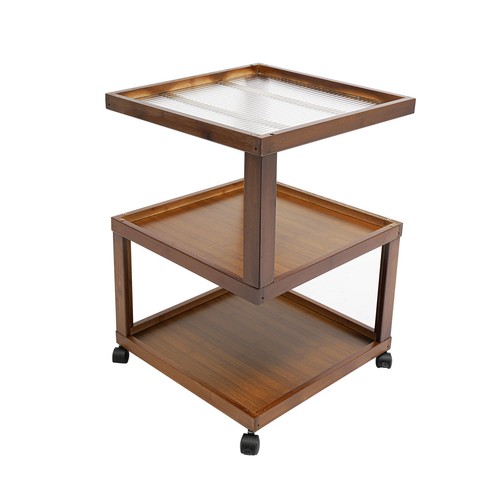End Table 3-Tier Wood Nightstand End Table for Small Spaces with Open Storage - Picture 12 of 19