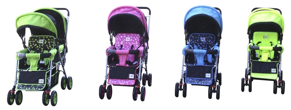 DOUBLE Stroller GREEN  Baby Strollers BEBELOVE 2 Seats Multiple Multi Twin Child - Image 3 of 4