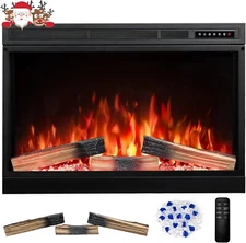 39" Electric Fireplace Insert, Adjustable 5 Flame Colors, 12 Log Colors