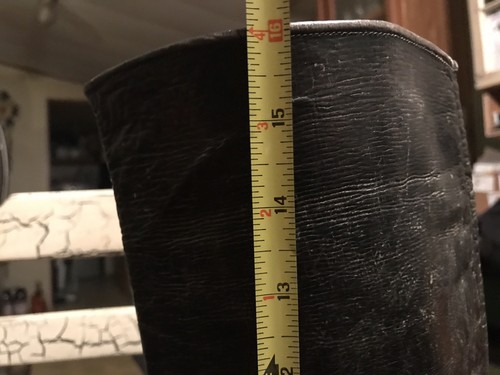 Antique Military Pair Leather Black Boot Riding 16” Knee High 10.5 Inch - Picture 3 of 12