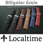 CLEARANCE Alligator-Grain Calf Padded Leather Watch Straps 12mm-24mm & 6 Colours