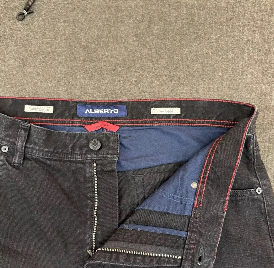 Alberto 牛仔裤男式 36x34 码美国现代版型纯色黑色棉混纺 — 第 3/4 张图片