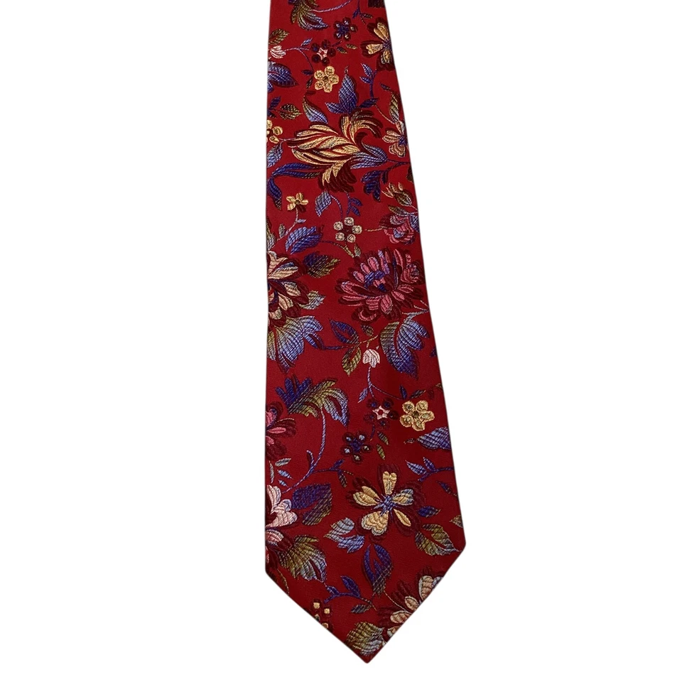Corbata PAUL SMITH Para Hombre 100% Seda XL ITALIA Lujo FLORAL Roja/Multicolor Usada en Excelente Condición Foto 2 de 3