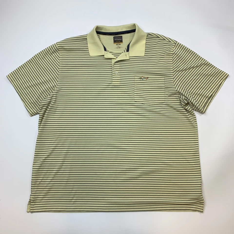 Camisa de golf Greg Norman para hombre XXL 2XL oro amarillo Tasso Elba Five Iron PlayDry Polo Foto 2 de 4