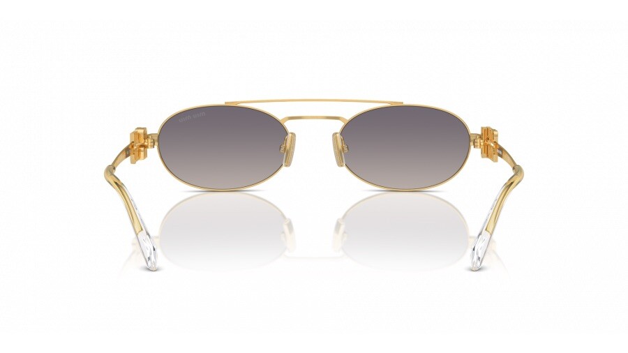 MIU MIU MU 54ZS 5AK30C Gold Grey Gradient Lens Oval Women