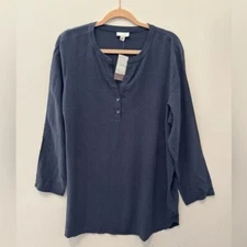 NWT J Jll Pure Jill Textured Tunic Top Slate Blue Sz LP