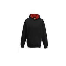 AWDIS VARSITY HOODIE - BLACK/RED - 12-13 YEARS